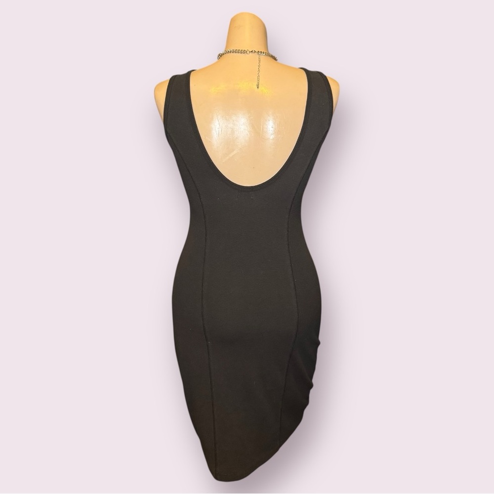 Vintage 90s Black Bodycon Mini Slip Dress by David Benjamin, Goth Grunge Dress - Picture 3 of 7